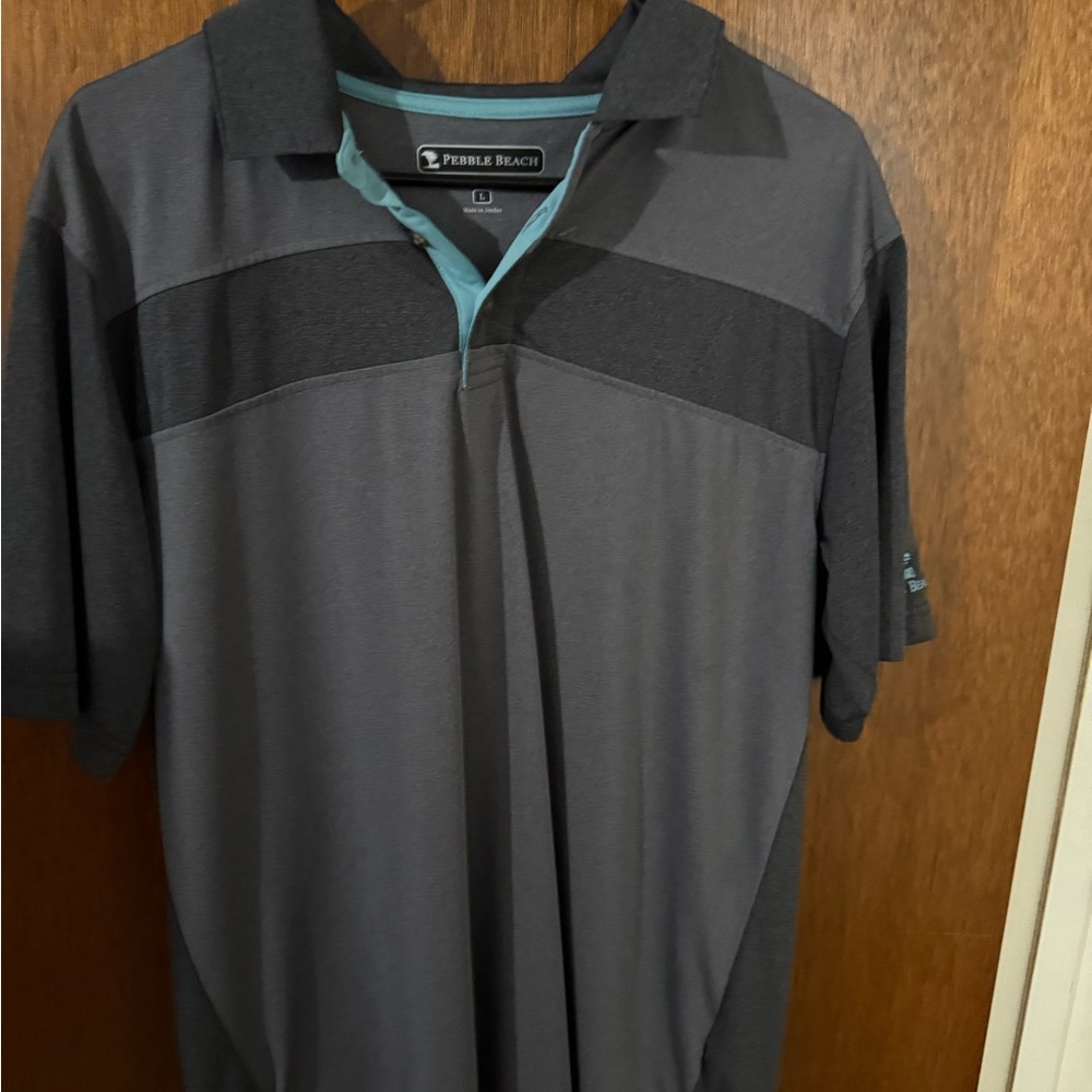 Pebble Beach Gray and Black Performance Polo Shirt